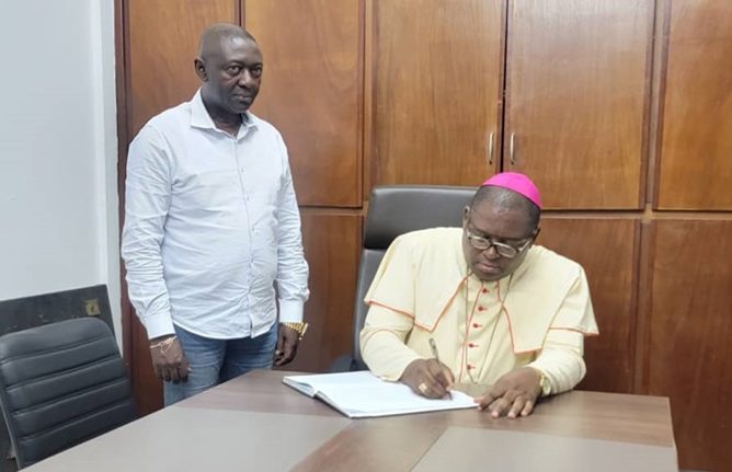 A courtesy visit of the bishop of the buea diocese to the lord mayor of buea council